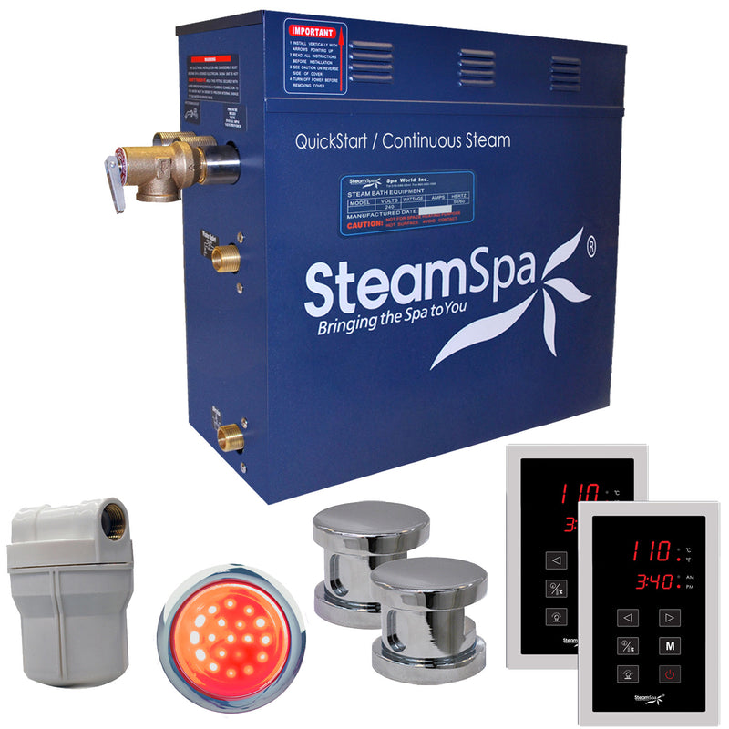 SteamSpa Royal 10.5 KW QuickStart Acu-Steam Bath Generator Package in Polished Chrome