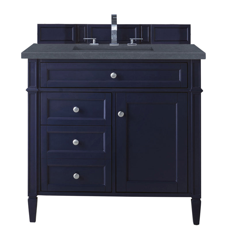 James Martin Brittany 36" Victory Blue Single Vanity with 3 cm Charcoal Soapstone Quartz Top 650-V36-VBL-3CSP