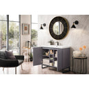 James Martin Alicante' 39.5" Single Vanity Cabinet Gray Smoke Matte Black with White Glossy Composite Countertop E110V39.5GSMMBKWG