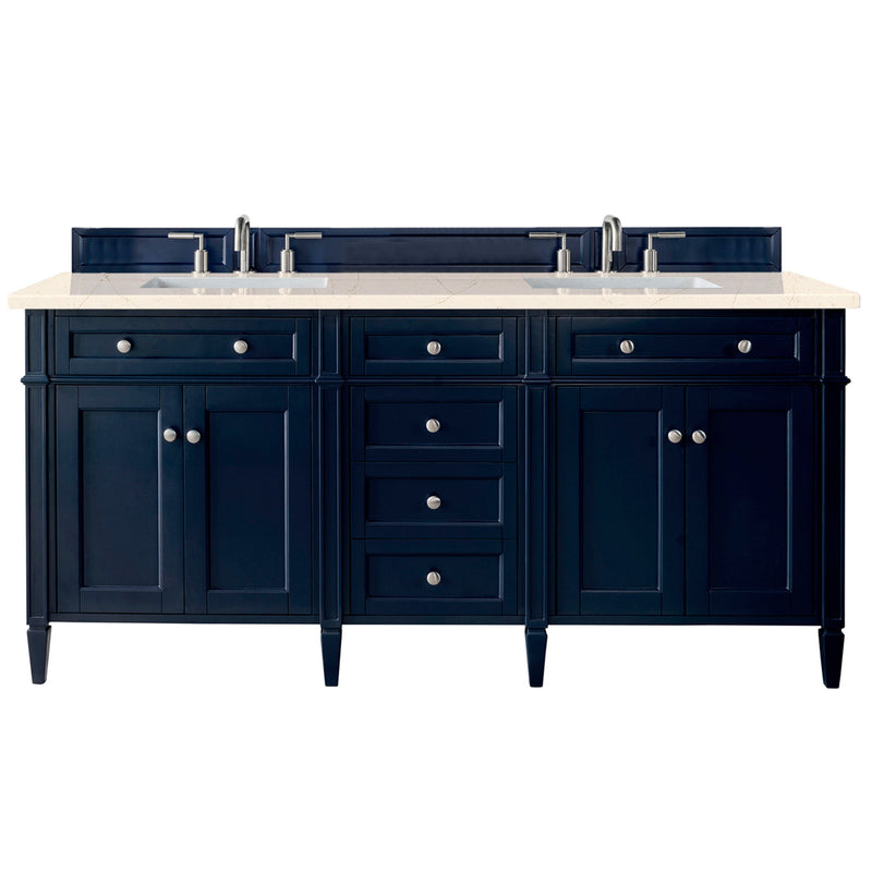 James Martin Brittany 72" Victory Blue Double Vanity with 3 cm Eternal Marfil Quartz Top 650-V72-VBL-3EMR