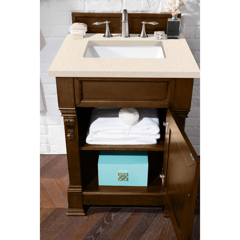 James Martin Brookfield 26" Country Oak Single Vanity with 3 cm Eternal Marfil Quartz Top 147-114-V26-COK-3EMR