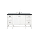 James Martin Addison 60" Single Vanity Cabinet Glossy White with 3 cm Charcoal Soapstone Quartz Top E444-V60S-GW-3CSP