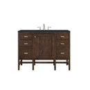 James Martin Addison 48" Single Vanity Cabinet Mid Century Acacia with 3 cm Charcoal Soapstone Quartz Top E444-V48-MCA-3CSP