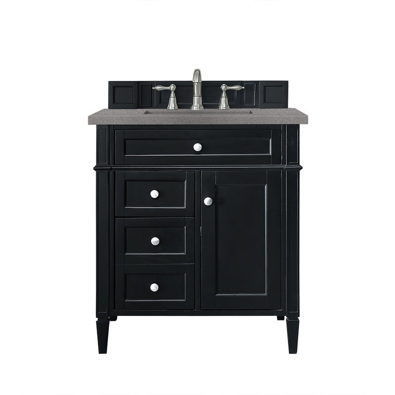 James Martin Brittany 30" Single Vanity Black Onyx with 3 cm Grey Expo Quartz Top 650-V30-BKO-3GEX