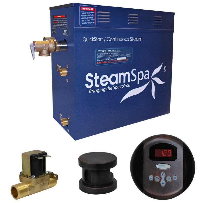 SteamSpa Oasis 9 KW QuickStart Acu-Steam Bath Generator Package with Built-in Auto Drain in Oil Rubbed Bronze