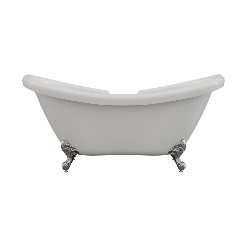 Cambridge Plumbing Acrylic Double Ended Slipper Bathtub 68"x28", 7" Drillings and PC Feet