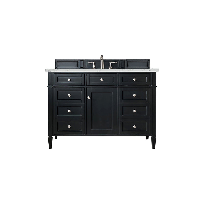 James Martin Brittany 48" Black Onyx Single Vanity with 3 cm Ethereal Noctis Quartz Top 650-V48-BKO-3ENC