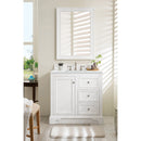 James Martin De Soto 36" Single Vanity Bright White with 3 cm Ethereal Noctis Quartz Top 825-V36-BW-3ENC