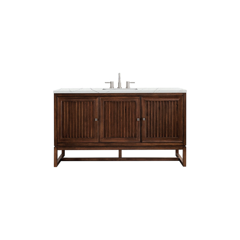 James Martin Athens 60" Single Vanity Cabinet  Mid Century Acacia with 3 cm Ethereal Noctis Top E645-V60S-MCA-3ENC