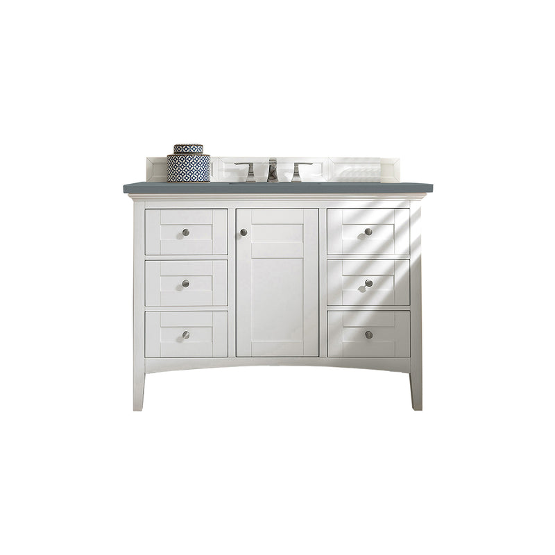 James Martin Palisades 48" Single Vanity Bright White with 3 cm Cala Blue Quartz Top 527-V48-BW-3CBL