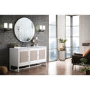 James Martin Athens 60" Single Vanity Cabinet Glossy White with 3 cm Carrara White Top E645-V60S-GW-3CAR