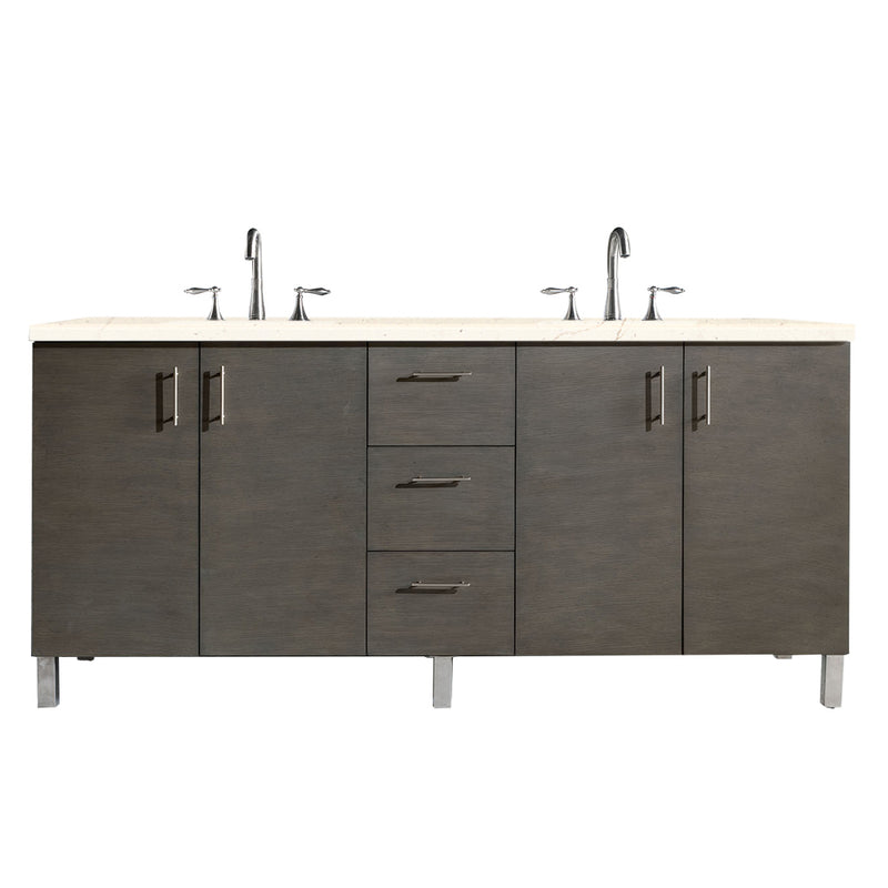 James Martin Metropolitan 72" Double Vanity Silver Oak with 3 cm Eternal Marfil Quartz Top 850-V72-SOK-3EMR