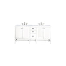 James Martin Addison 72" Double Vanity Cabinet Glossy White with 3 cm Carrara White Top E444-V72-GW-3CAR