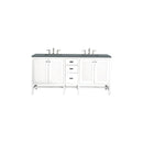 James Martin Addison 72" Double Vanity Cabinet Glossy White with 3 cm Cala Blue Top E444-V72-GW-3CBL