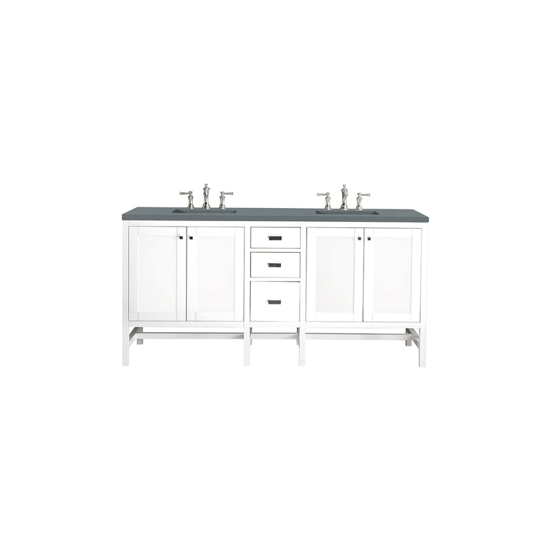 James Martin Addison 72" Double Vanity Cabinet Glossy White with 3 cm Cala Blue Top E444-V72-GW-3CBL