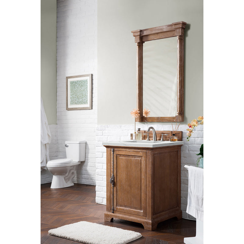 James Martin Providence 26" Single Vanity Cabinet Driftwood with 3 cm Ethereal Noctis Quartz Top 238-105-V26-DRF-3ENC