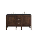 James Martin Addison 60" Double Vanity Cabinet Mid Century Acacia with 3 cm Charcoal Soapstone Quartz Top E444-V60D-MCA-3CSP