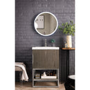 James Martin Columbia 24" Single Vanity Cabinet Ash Gray Brushed Nickel with White Glossy Resin Countertop 388-V24-AGR-BNK-WG