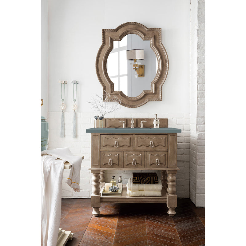 James Martin Castilian 36" Single Vanity Empire Gray with 3 cm Cala Blue Quartz Top 160-V36-EG-3CBL