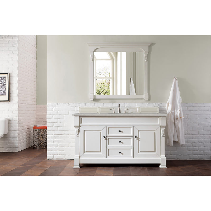 James Martin Brookfield 60" Bright White Single Vanity with 3 cm Eternal Serena Quartz Top 147-V60S-BW-3ESR