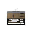 James Martin Columbia 48" Single Vanity Latte Oak Matte Black with Dusk Gray Glossy Composite Top 388-V48-LTO-MB-DGG