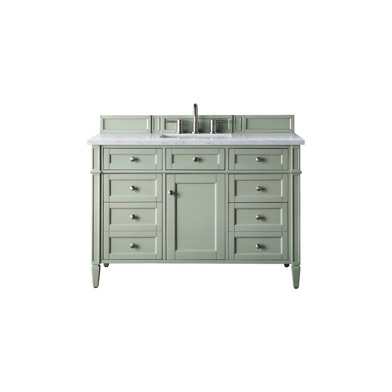 James Martin Brittany 48" Sage Green Single Vanity with 3 cm Carrara Marble Top 650-V48-SGR-3CAR