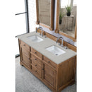 James Martin Savannah 60" Double Vanity Cabinet Driftwood with 3 cm Eternal Serena Quartz Top 238-104-5611-3ESR