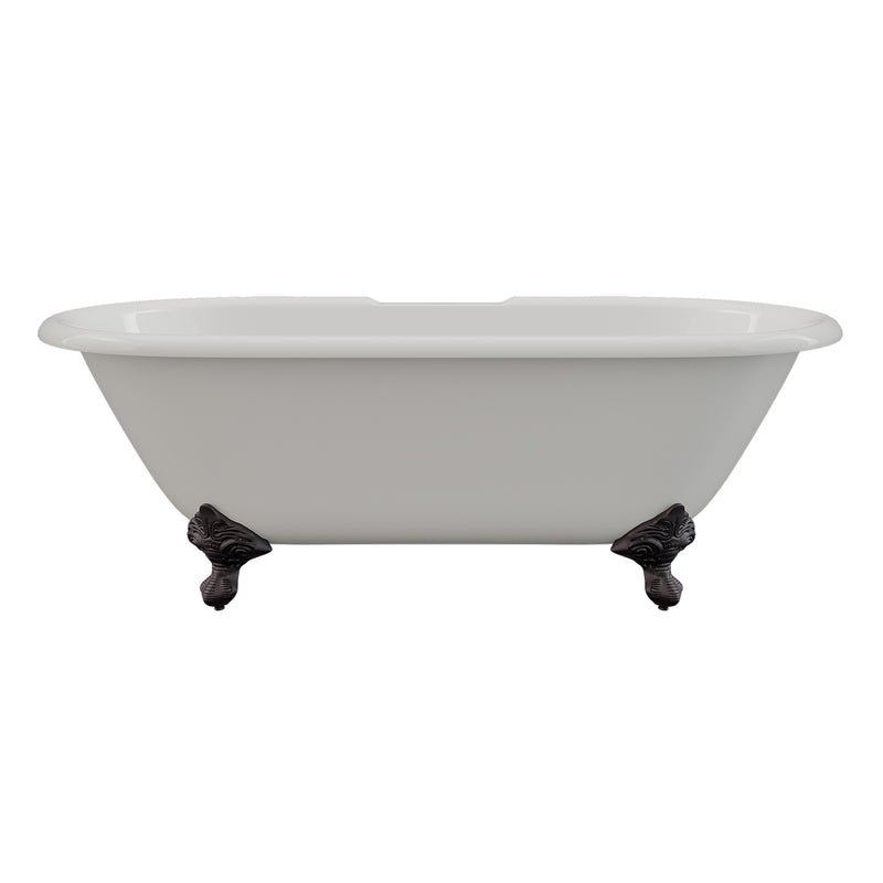 Cambridge Plumbing Cast Iron Double Ended Clawfoot Tub 67"x30", 7" Drillings BRZ Feet