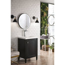 James Martin Britannia 24" Single Vanity Cabinet Black Onyx with White Glossy Resin Countertop E652-V24-BKO-WG