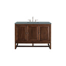 James Martin Athens 48" Single Vanity Cabinet Mid Century Acacia with 3 cm Cala Blue Top E645-V48-MCA-3CBL