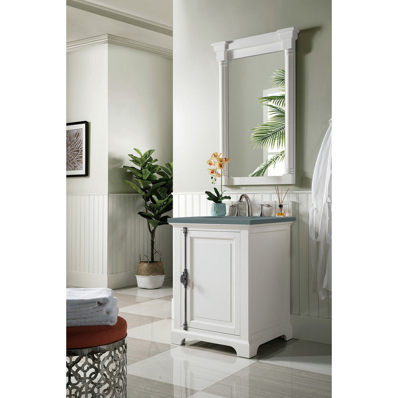 James Martin Providence 26" Single Vanity Cabinet Bright White with 3 cm Cala Blue Quartz Top 238-105-V26-BW-3CBL