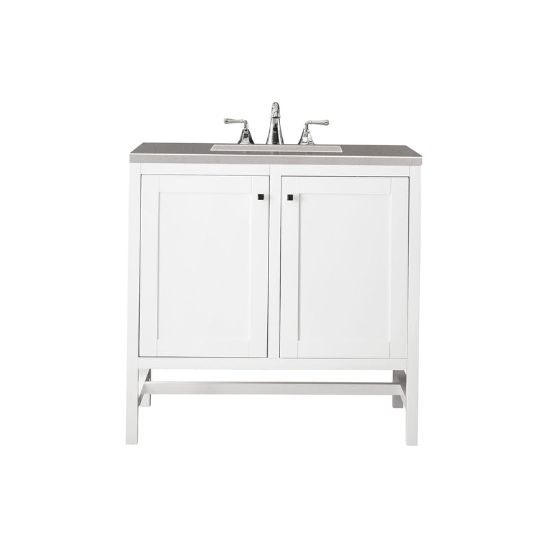 James Martin Addison 36" Single Vanity Cabinet with Doors Glossy White with 3 cm Grey Expo Quartz Top E445-V36-GW-3GEX