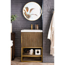 James Martin Columbia 24" Single Vanity Cabinet Latte Oak Radiant Gold with White Glossy Resin Countertop 388-V24-LTO-RGD-WG