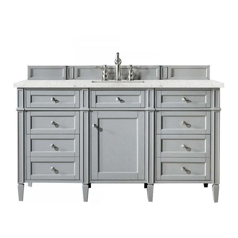 James Martin Brittany 60" Urban Gray Single Vanity with 3 cm Eternal Jasmine Pearl Quartz Top 650-V60S-UGR-3EJP