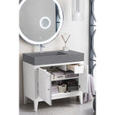 James Martin Linear 36" Single Vanity Glossy White with Dusk Gray Glossy Composite Top 210-V36-GW-DGG