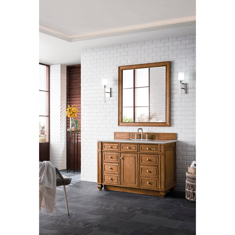 James Martin Bristol 48" Single Vanity Saddle Brown with 3 cm Eternal Serena Quartz Top 157-V48-SBR-3ESR