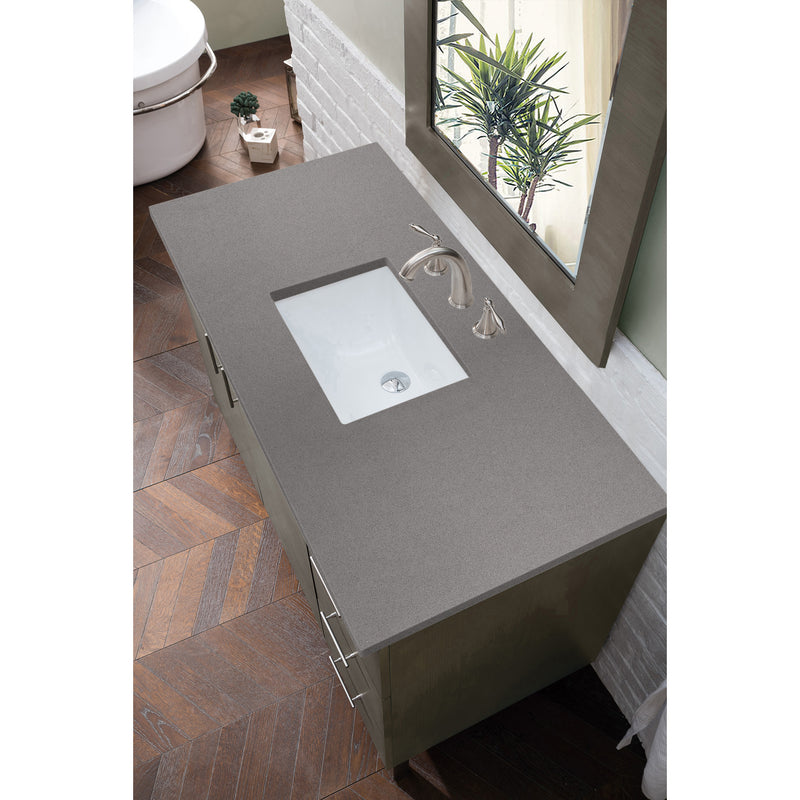 James Martin Metropolitan 48" Single Vanity Silver Oak with 3 cm Gray Expo Quartz Top 850-V48-SOK-3GEX