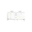 James Martin Addison 72" Double Vanity Cabinet Glossy White with 3 cm Eternal Jasmine Pearl Quartz Top E444-V72-GW-3EJP