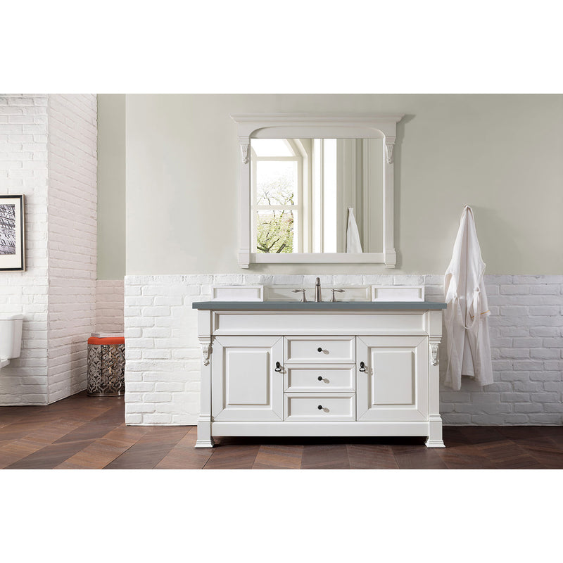 James Martin Brookfield 60" Bright White Single Vanity with 3 cm Cala Blue Quartz Top 147-V60S-BW-3CBL