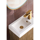 James Martin Columbia 16" Single Vanity Cabinet Latte Oak Radiant Gold with White Glossy Composite Countertop 388V16LTORGDWG