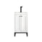 James Martin Chianti 20" Single Vanity Cabinet Glossy White Matte Black with White Glossy Composite Countertop E303V20GWMBKWG