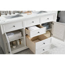 James Martin Savannah 60" Double Vanity Cabinet Bright White with 3 cm Ethereal Noctis Quartz Top 238-104-V60D-BW-3ENC