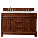 James Martin Brookfield 72" Warm Cherry Double Vanity with 3 cm Eternal Jasmine Pearl Quartz Top 147-114-5781-3EJP