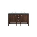 James Martin Addison 60" Double Vanity Cabinet Mid Century Acacia with 3 cm Cala Blue Quartz Top E444-V60D-MCA-3CBL