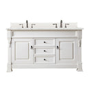 James Martin Brookfield 60" Bright White Double Vanity with 3 cm Eternal Jasmine Pearl Quartz Top 147-V60D-BW-3EJP