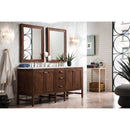 James Martin Addison 72" Double Vanity Cabinet Mid Century Acacia with 3 cm Carrara White Top E444-V72-MCA-3CAR