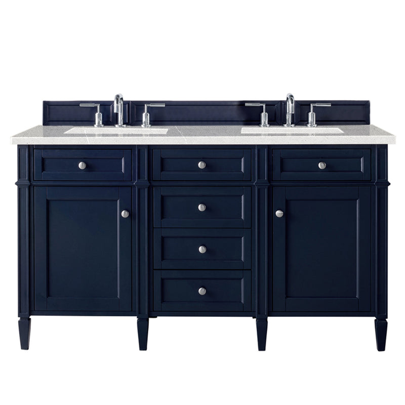 James Martin Brittany 60" Victory Blue Double Vanity with 3 cm Eternal Serena Quartz Top 650-V60D-VBL-3ESR