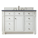 James Martin Bristol 48" Single Vanity Bright White with 3 cm Charcoal Soapstone Quartz Top 157-V48-BW-3CSP