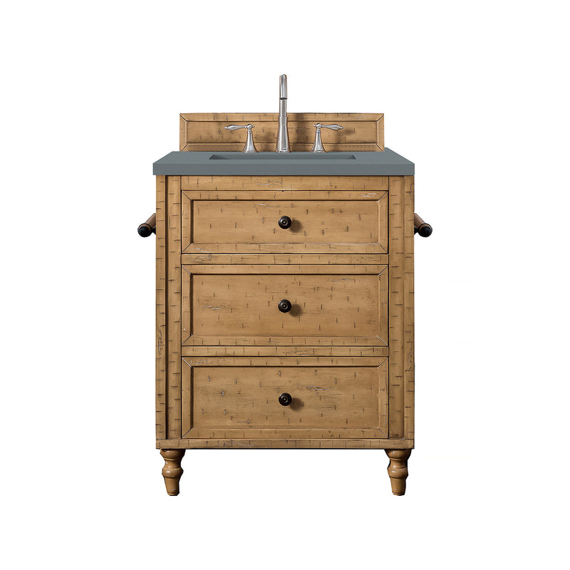 James Martin Copper Cove 26" Single Vanity Cabinet Driftwood Patina with 3 cm Cala Blue Quartz Top 300-V26-DRP-3CBL