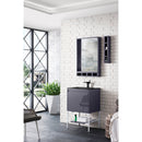 James Martin Milan 23.6" Single Vanity Cabinet Modern Gray Glossy Glossy White with Charcoal Black Composite Top 801V23.6MGGGWCHB